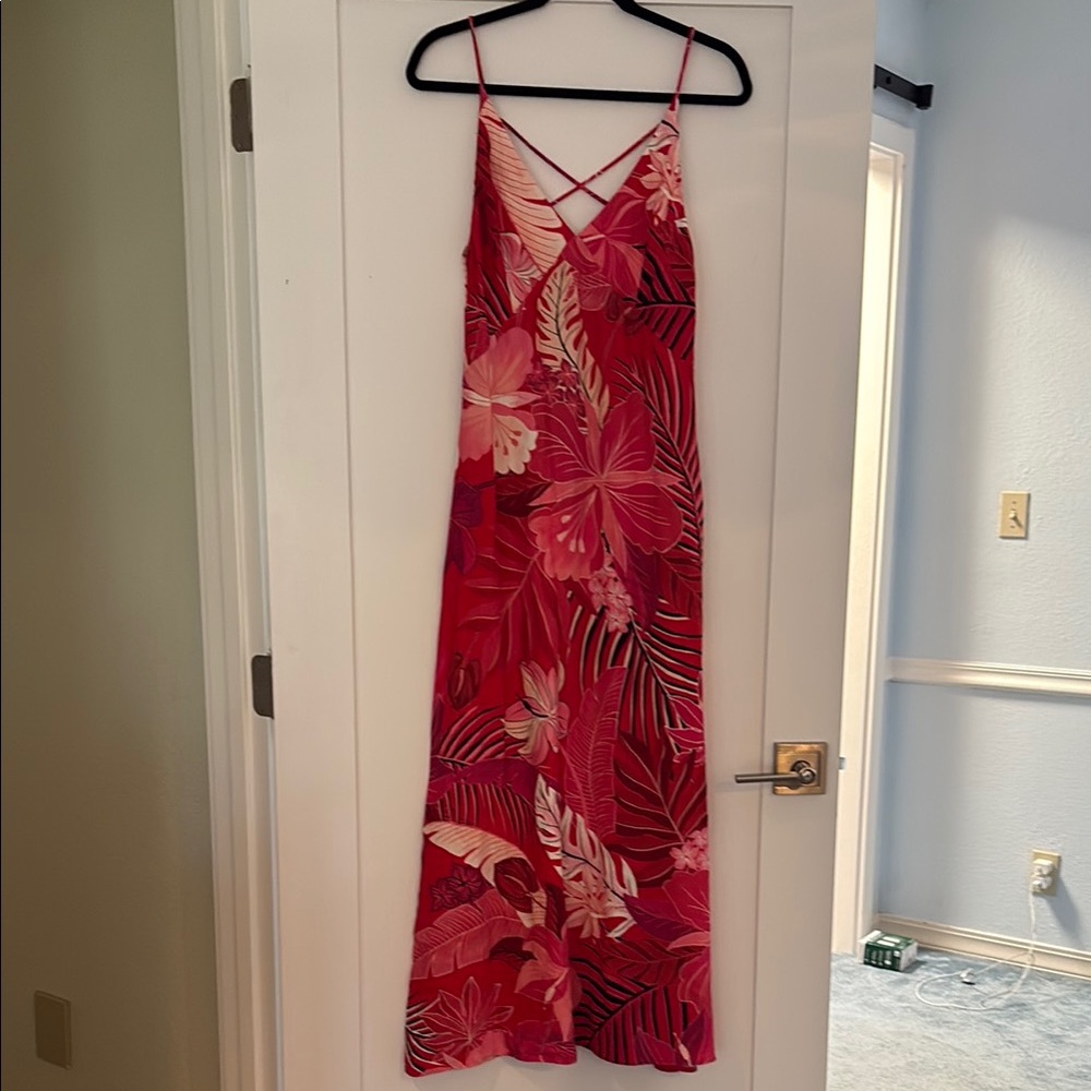 Farm rio Tropical Floral Maxi Dress in Red and Pink